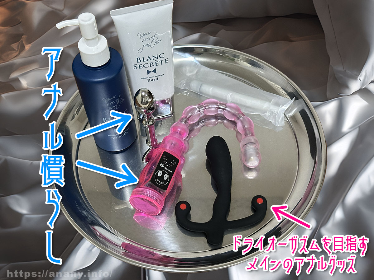 自分のアナルに負担の少ないアナルグッズを挿入してアナニーする
