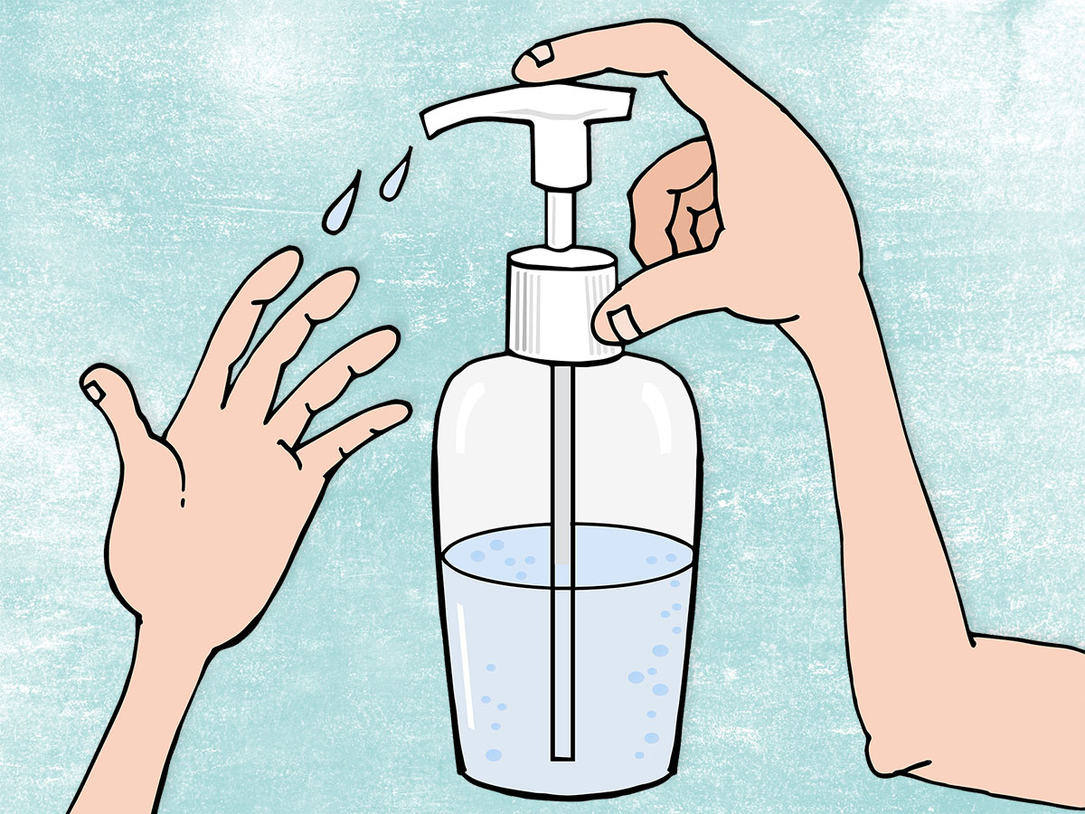 除菌スプレー(アルコール消毒液)を準備する